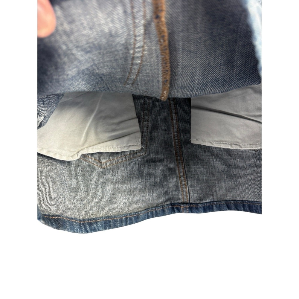 Wild Fable Denim Mini Skirt Womens 0 Distressed Sparrow Bird Embroidered Y2K - Picture 5 of 9